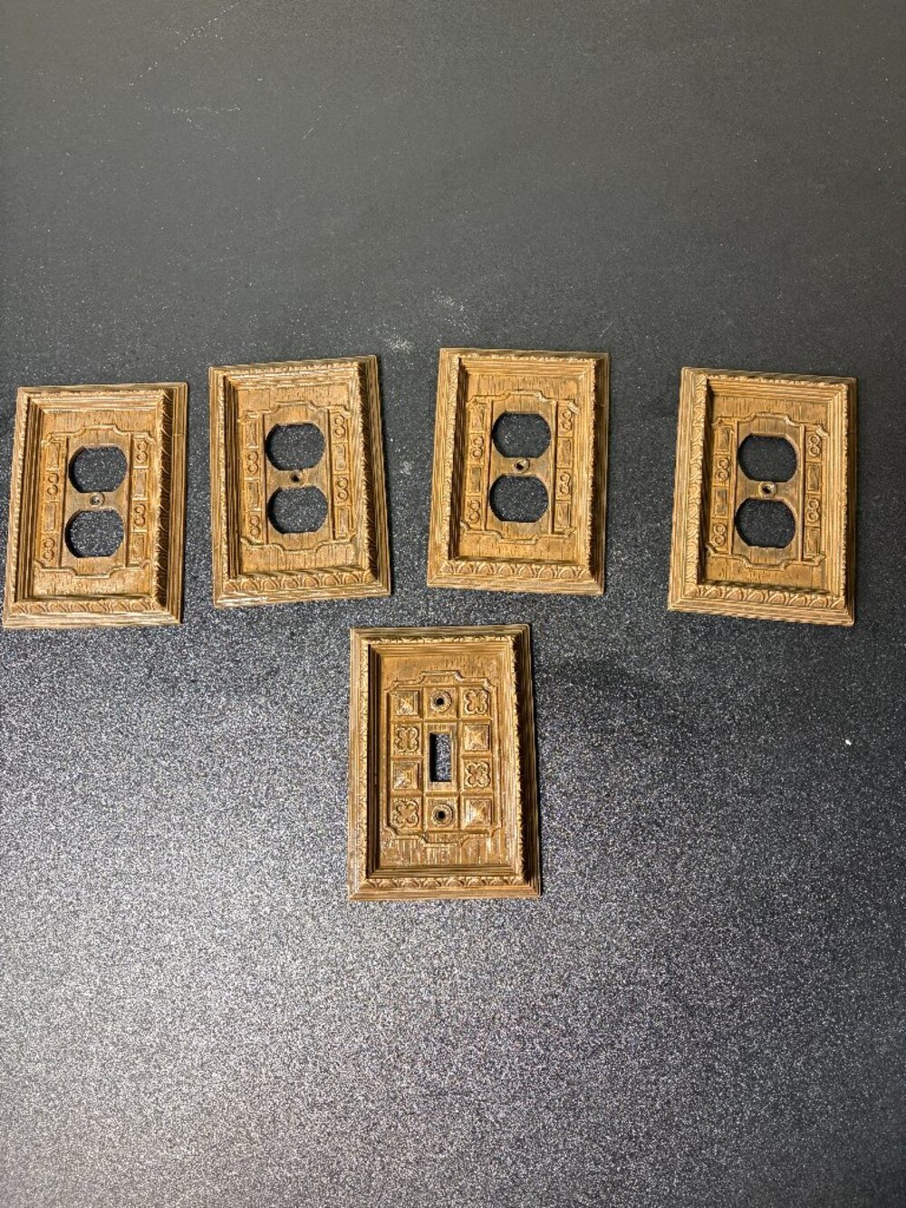5 MCM Plastic Faux Wood Light Switch Covers
